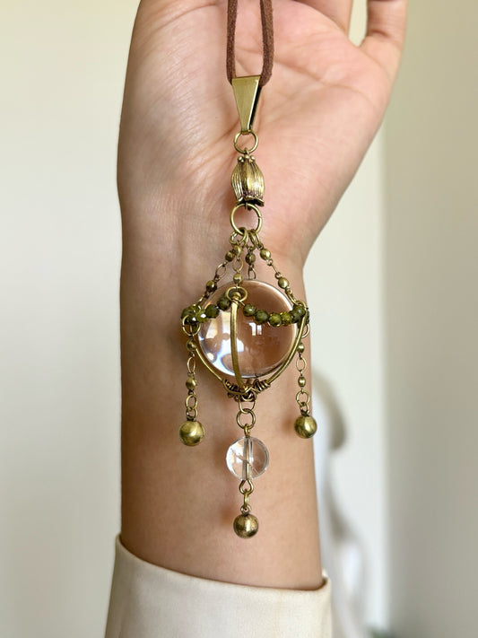 Goddess Quartz Brass Necklace