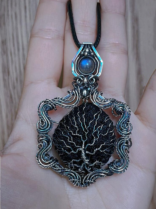 Tektite The Tree if Life Pendant Necklace
