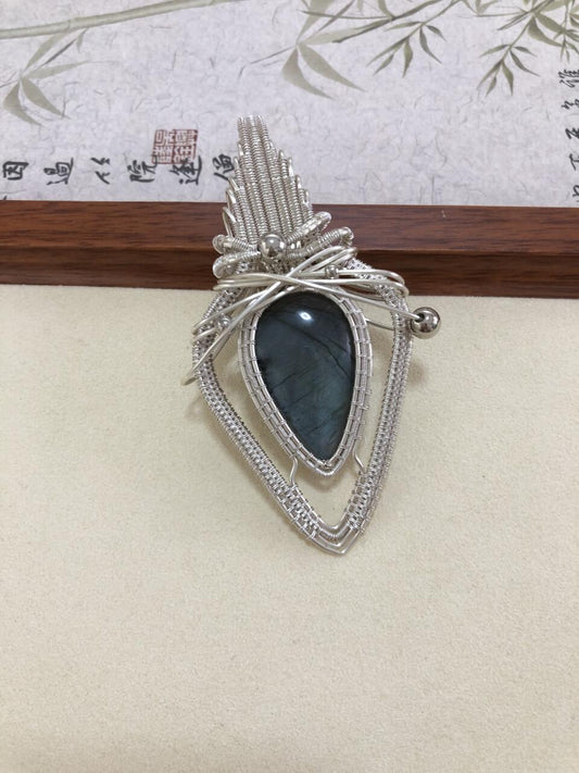 Mystic Feather Labradorite Pendant / Brooch