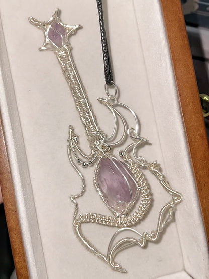 Bass Guitar Silver Pendant Necklace