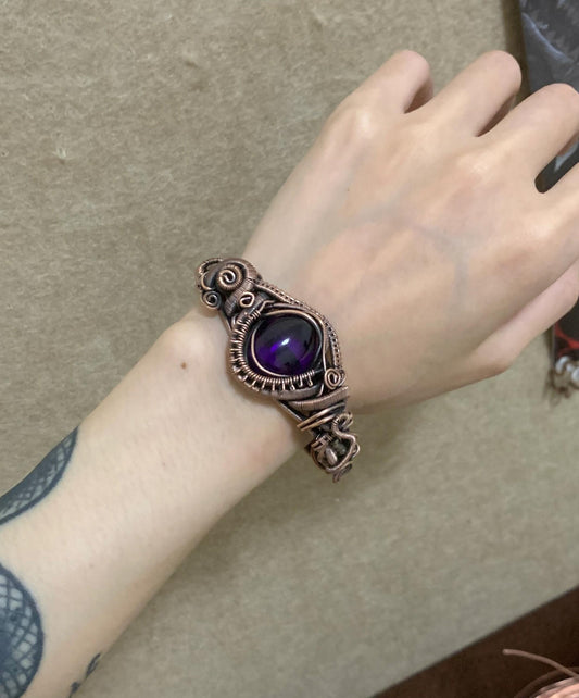 Antique Copper Wire-wrapped Bracelet