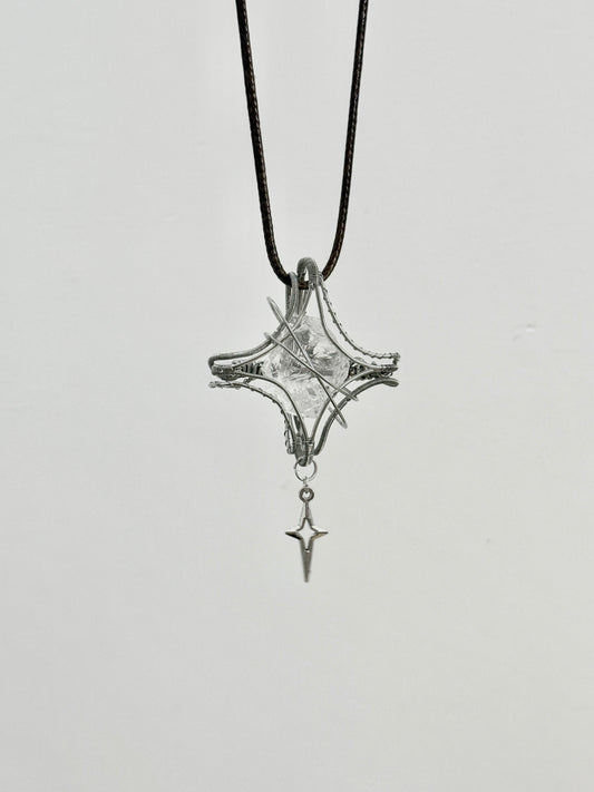 Star-Caged Crystal Pendant Necklace