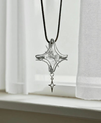 Star-Caged Crystal Pendant Necklace