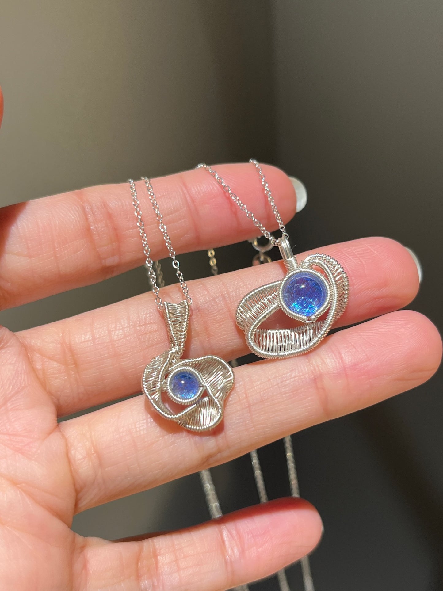 Handmade Fused Glass Ribbon Circle Necklace