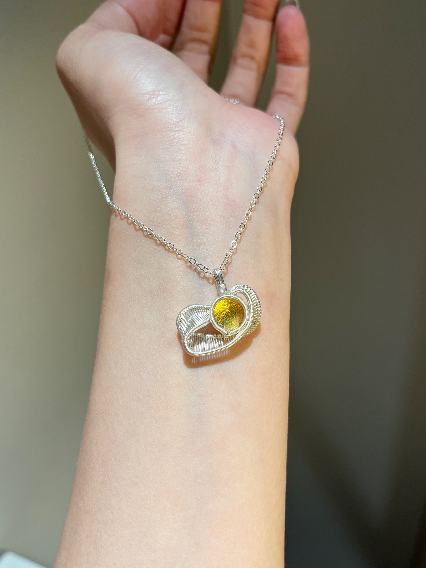 Handmade Fused Glass Ribbon Circle Necklace