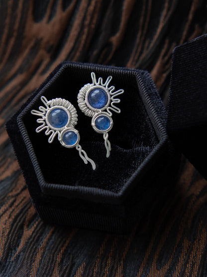 Cerulean Spiral Stud Earrings