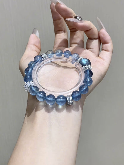 Devil Aquamarine & Moonstone Quartz Crystal Bracelet