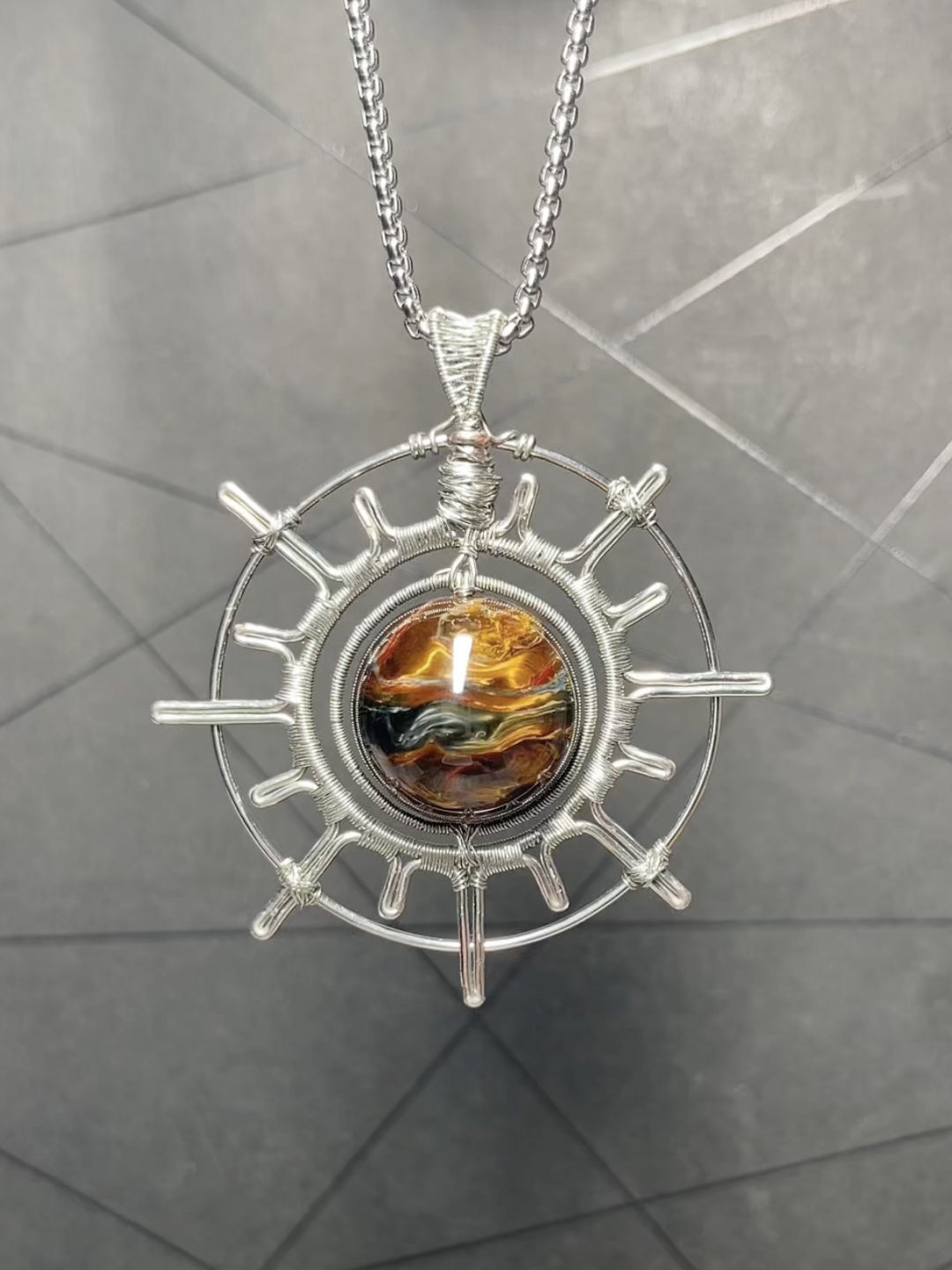 Pietersite Sun God Pendant Necklace