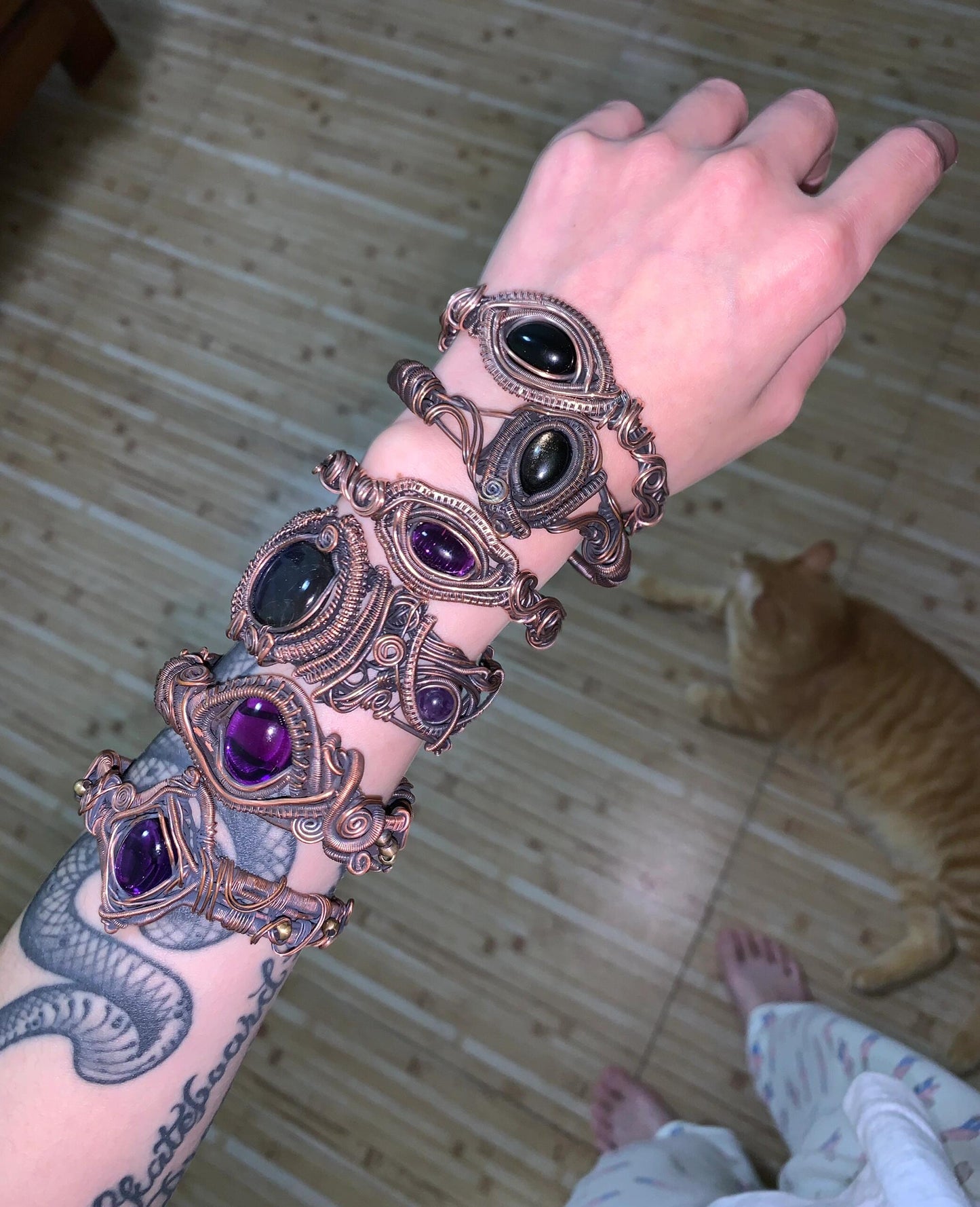 Antique Copper Wire-wrapped Bracelet