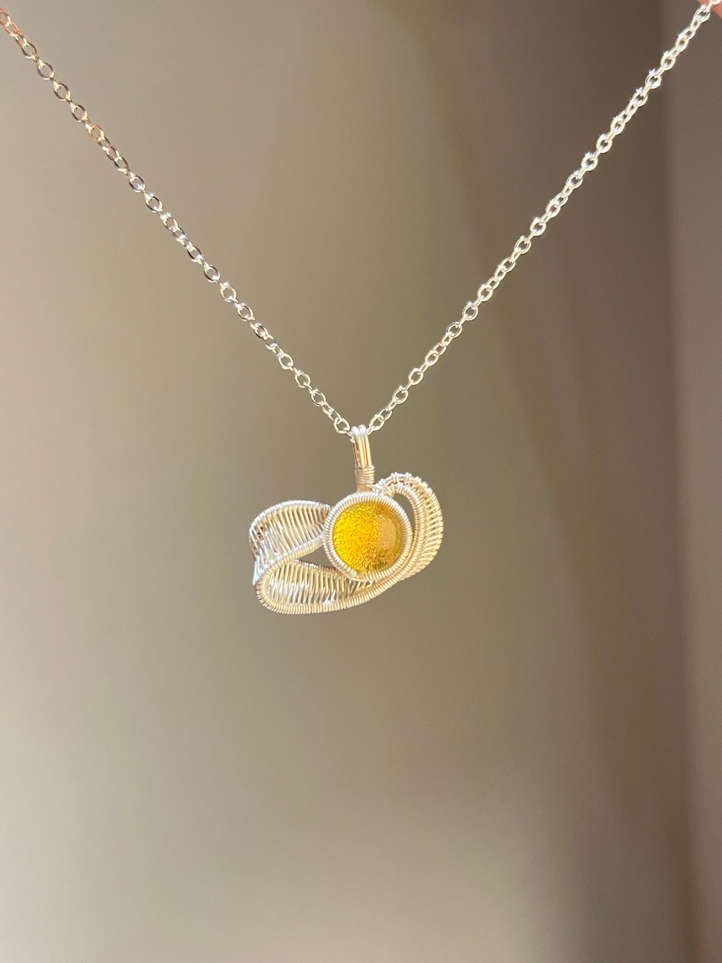 Handmade Fused Glass Ribbon Circle Necklace
