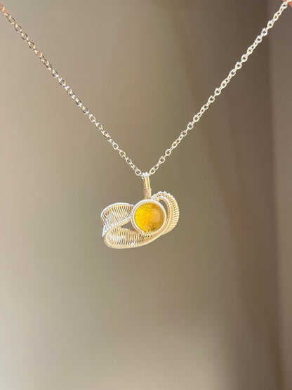 Handmade Fused Glass Ribbon Circle Necklace