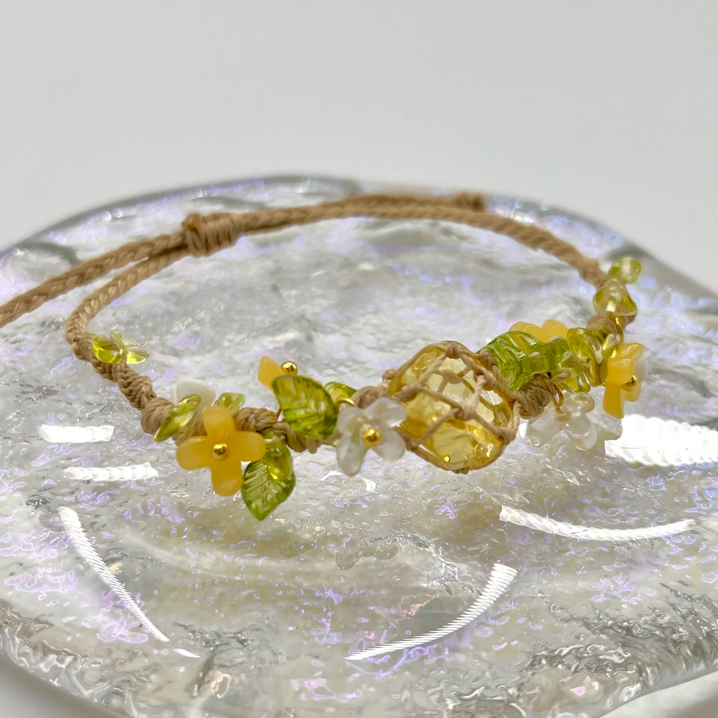 Floral Gemstone Woven Bracelet 1.0