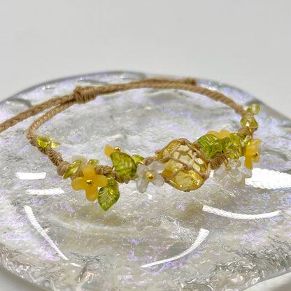 Floral Gemstone Woven Bracelet 1.0