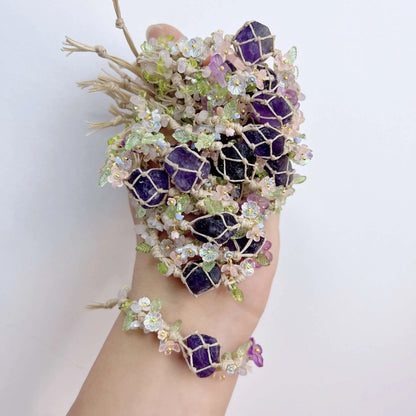 Floral Gemstone Woven Bracelet 1.0