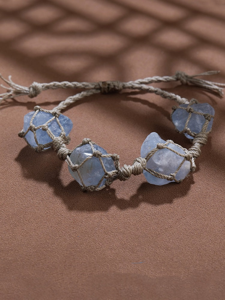 Plain Raw Gemstone Wax-cord Bracelet