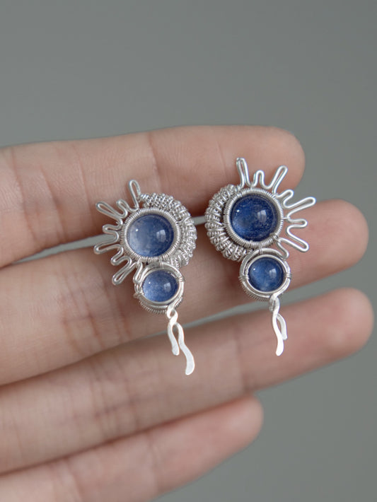 Cerulean Spiral Stud Earrings