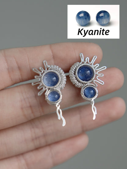 Cerulean Spiral Stud Earrings