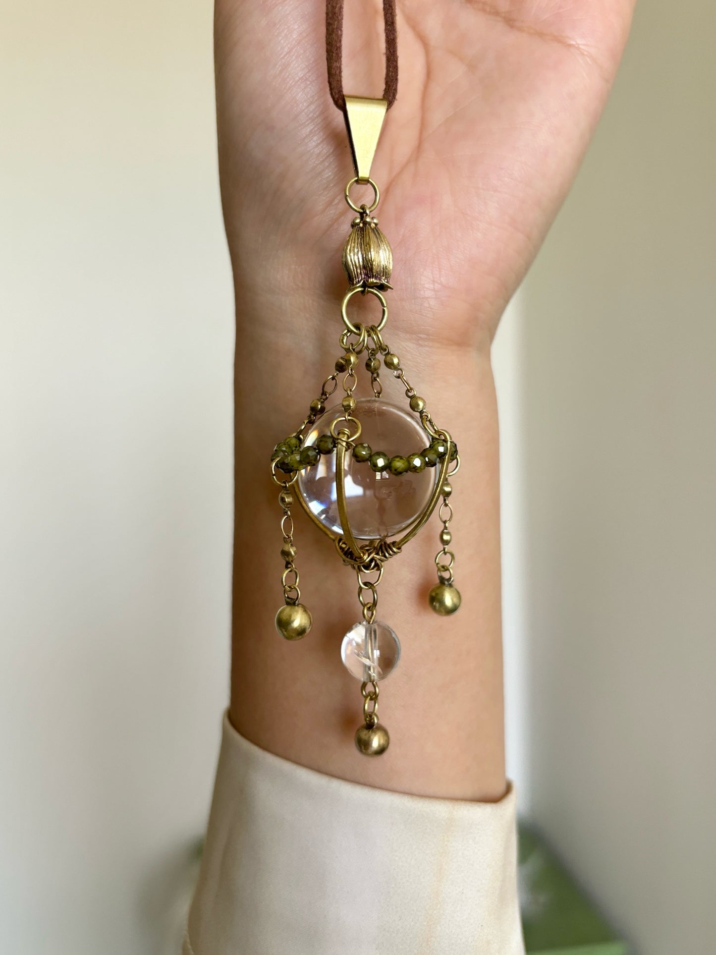 Goddess Quartz Brass Necklace