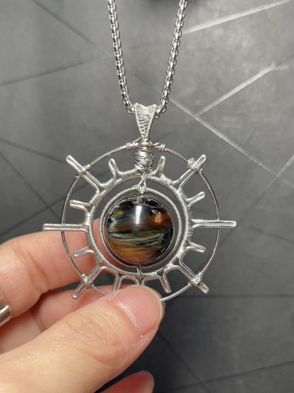 Pietersite Sun God Pendant Necklace