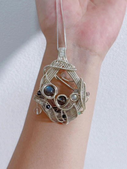 Moonlight Medal Moonstone Pendant Necklace