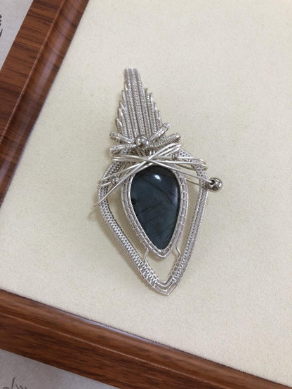 Mystic Feather Labradorite Pendant / Brooch