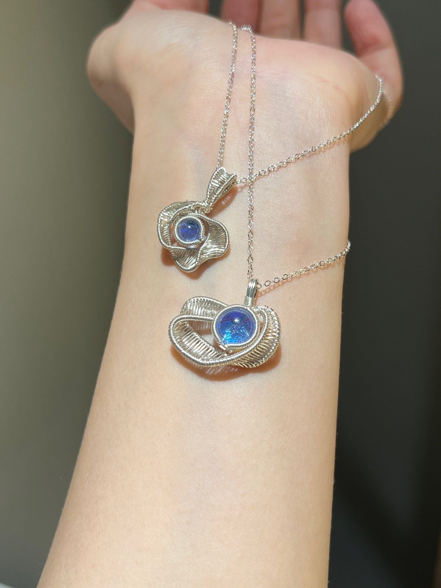 Handmade Fused Glass Ribbon Circle Necklace