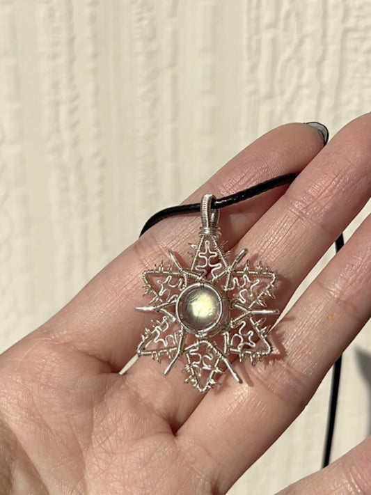 Labradorite Snowflake Pendant Necklace