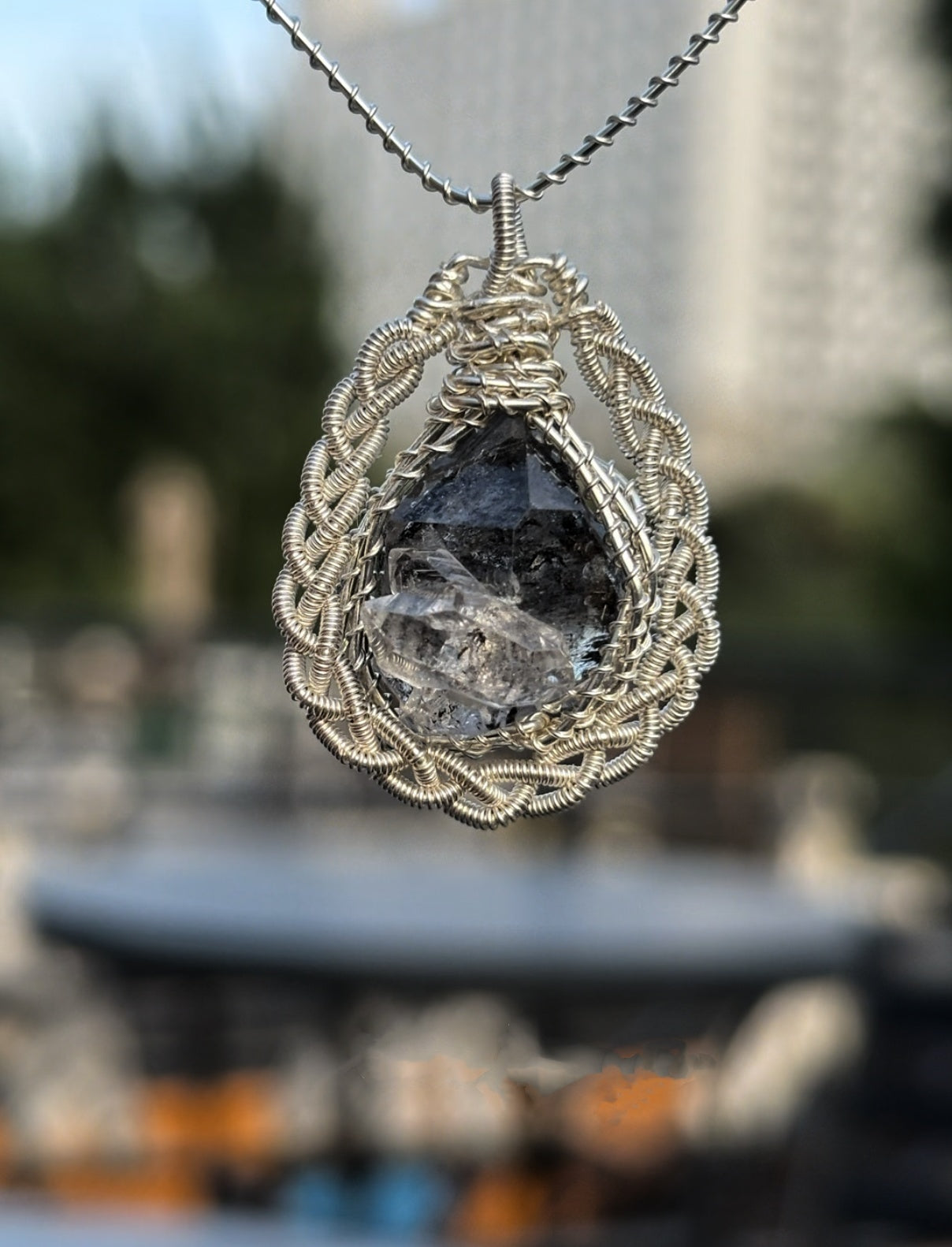 Twist Wreath Herkimer Quartz Pendent Necklace