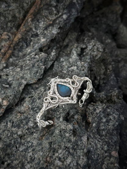 Teardrop Labradorite Open Bangle