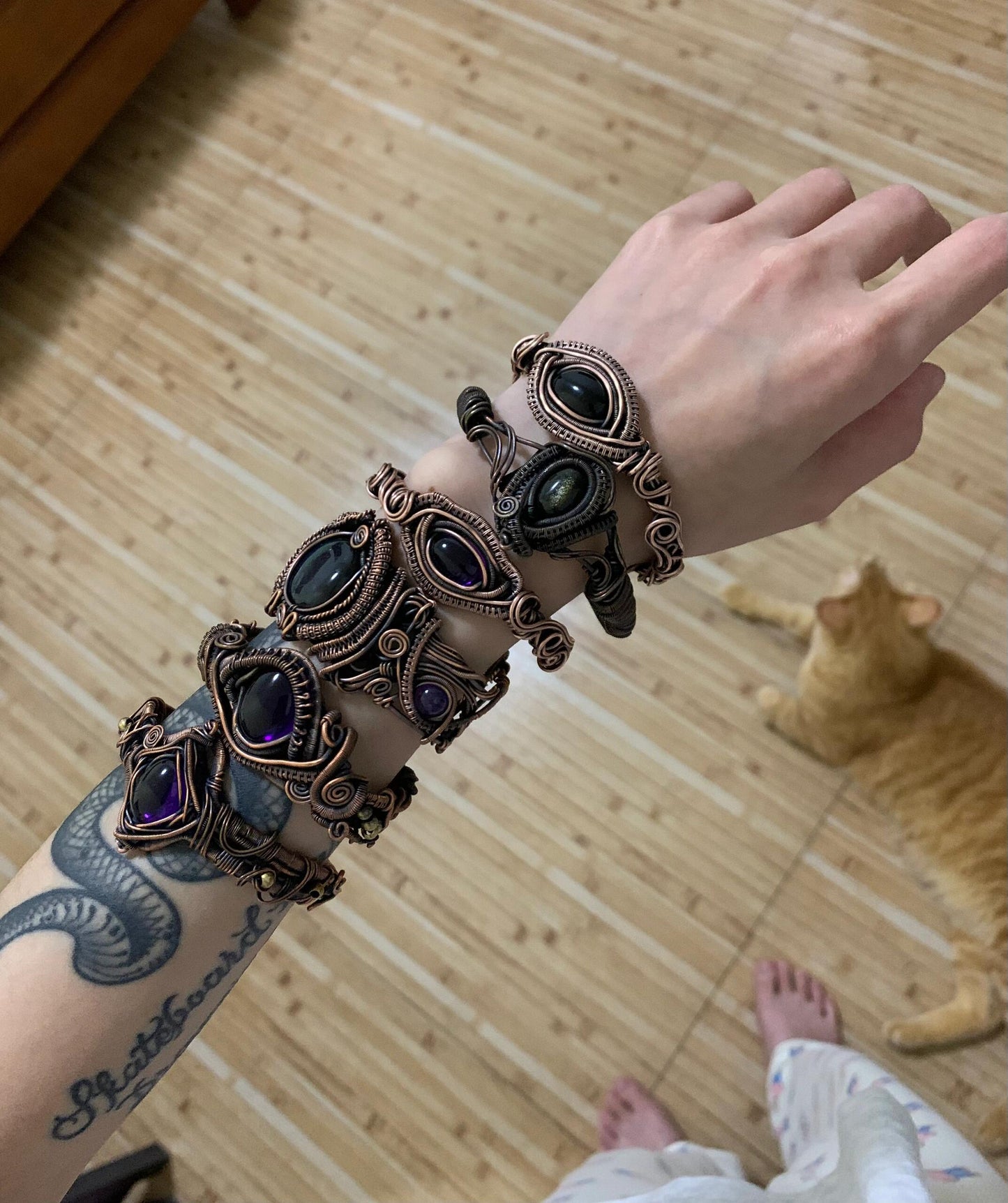 Antique Copper Wire-wrapped Bracelet