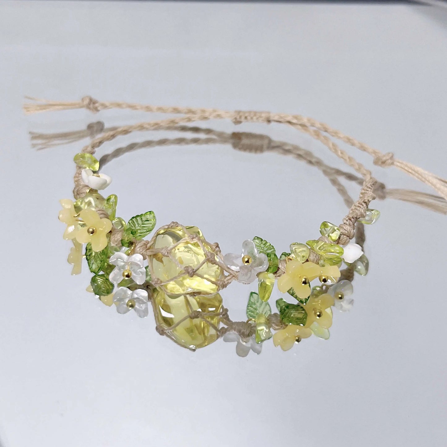 Floral Gemstone Woven Bracelet 1.0