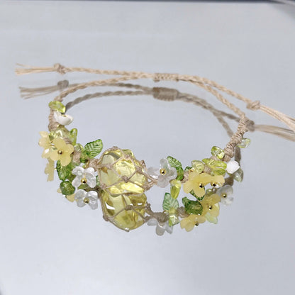 Floral Gemstone Woven Bracelet 1.0