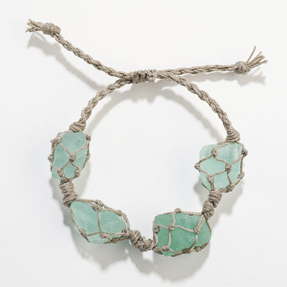 Plain Raw Gemstone Wax-cord Bracelet