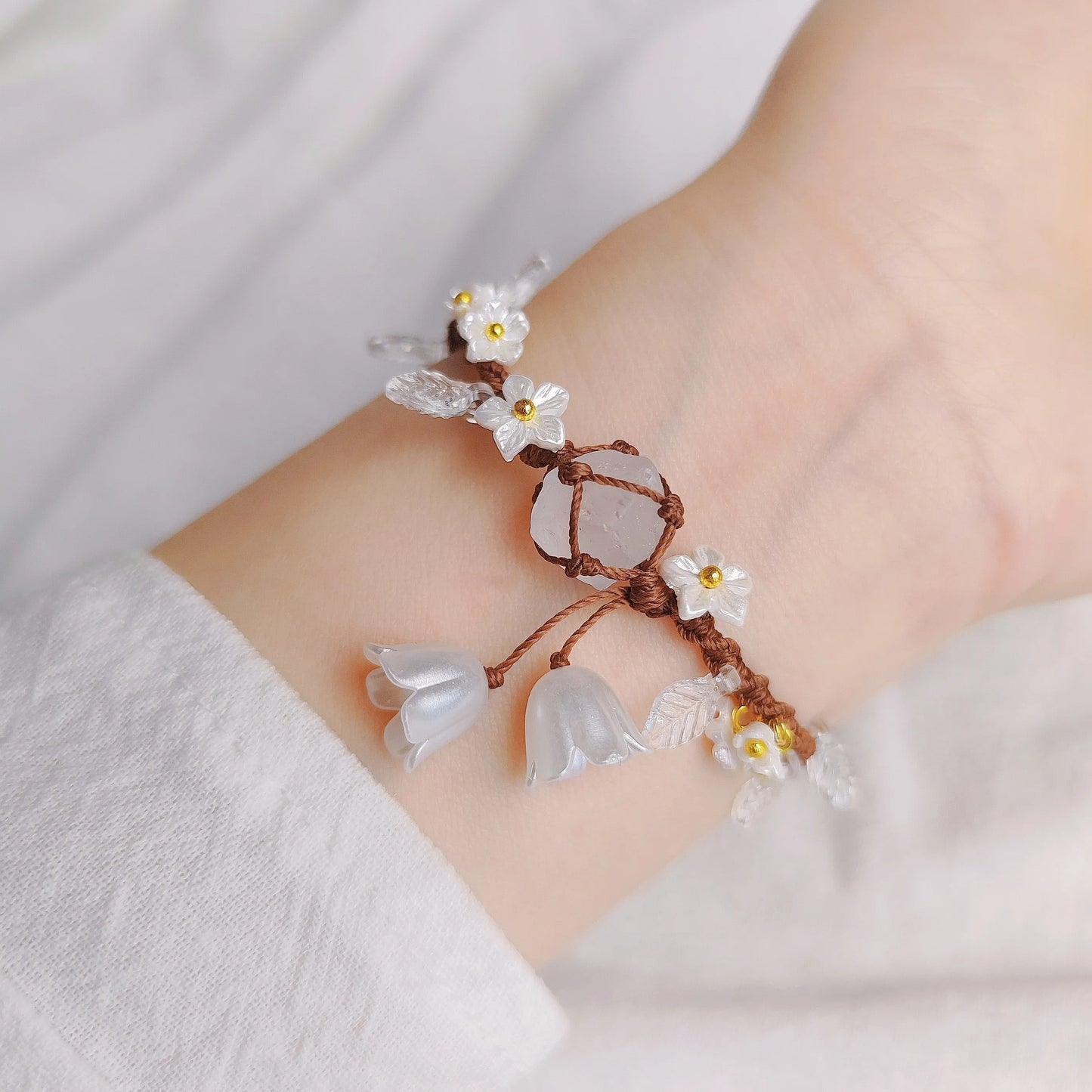 Floral Gemstone Woven Bracelet 1.0