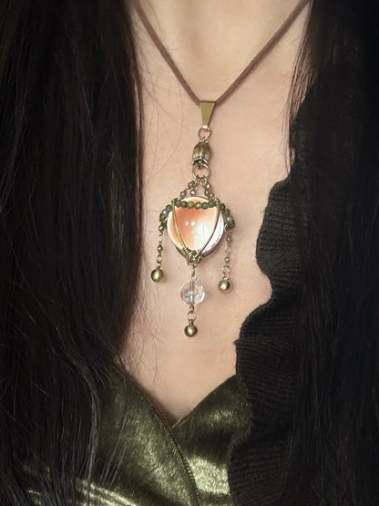 Goddess Quartz Brass Necklace