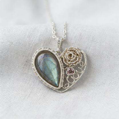 The Vintage Vow Heart Sterling Silver Pendant Necklace