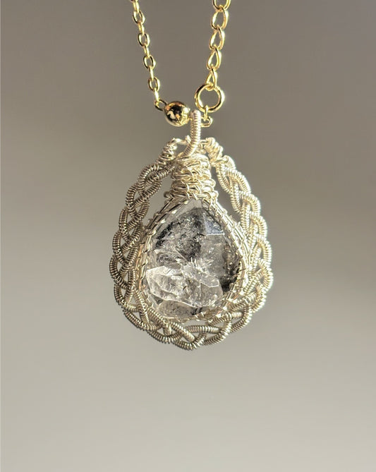 Twist Wreath Herkimer Quartz Pendent Necklace