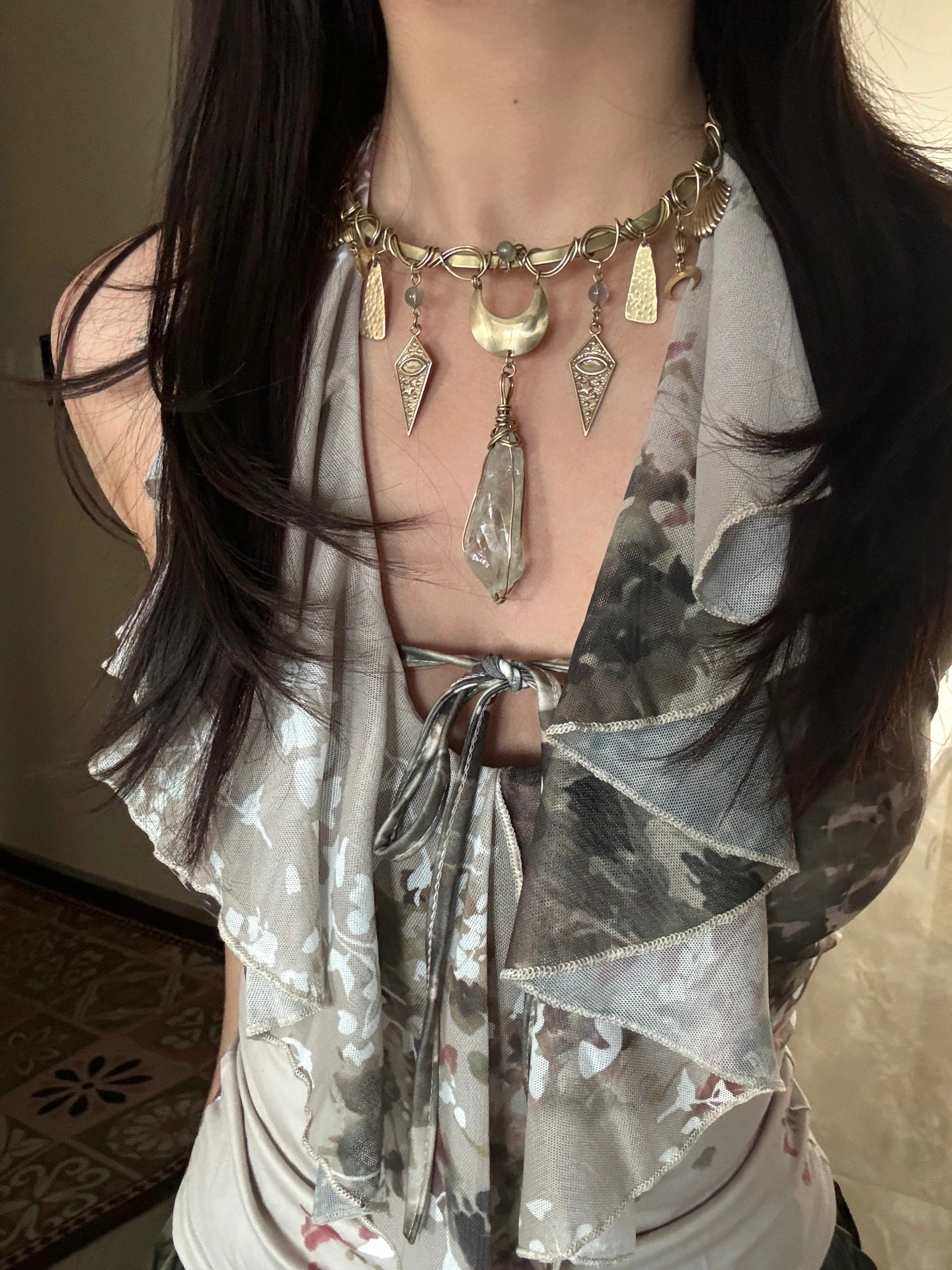 Cleopatra-style Vintage Brass Choker