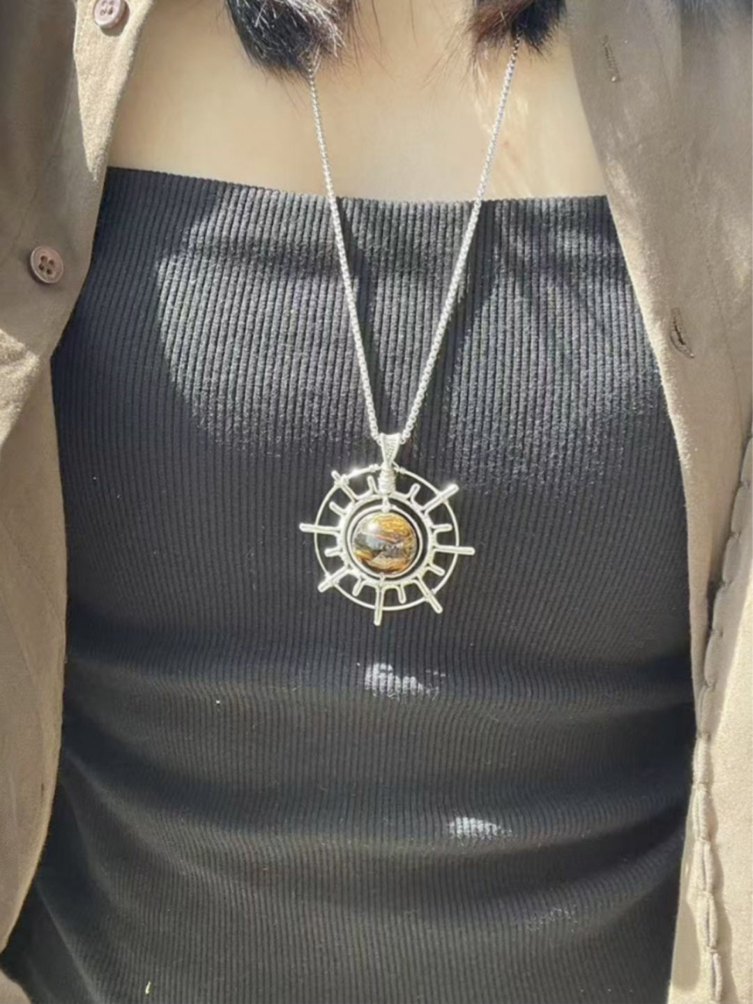 Pietersite Sun God Pendant Necklace