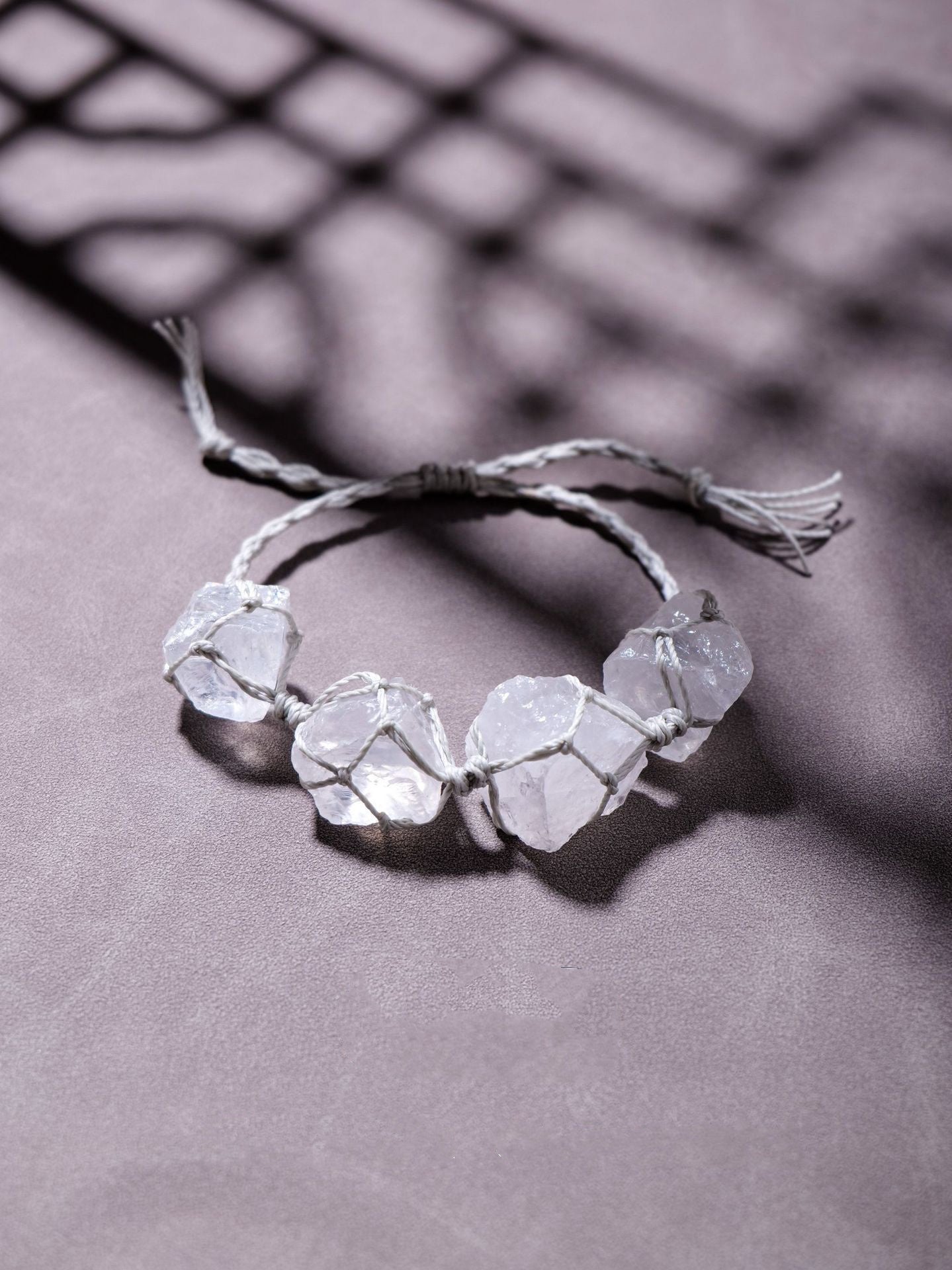Plain Raw Gemstone Wax-cord Bracelet
