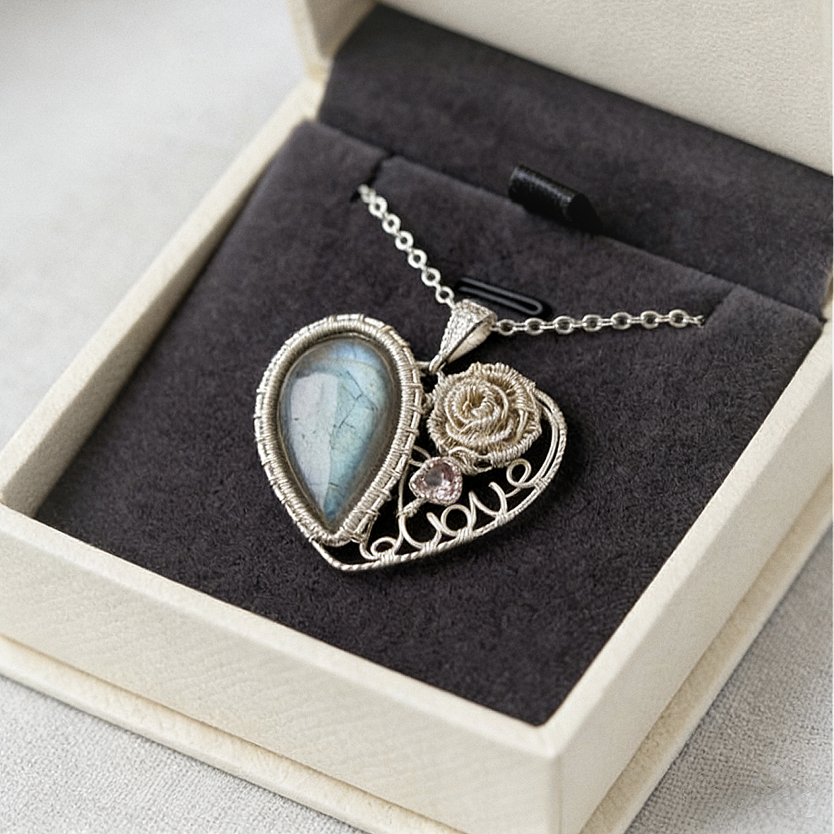 The Vintage Vow Heart Sterling Silver Pendant Necklace