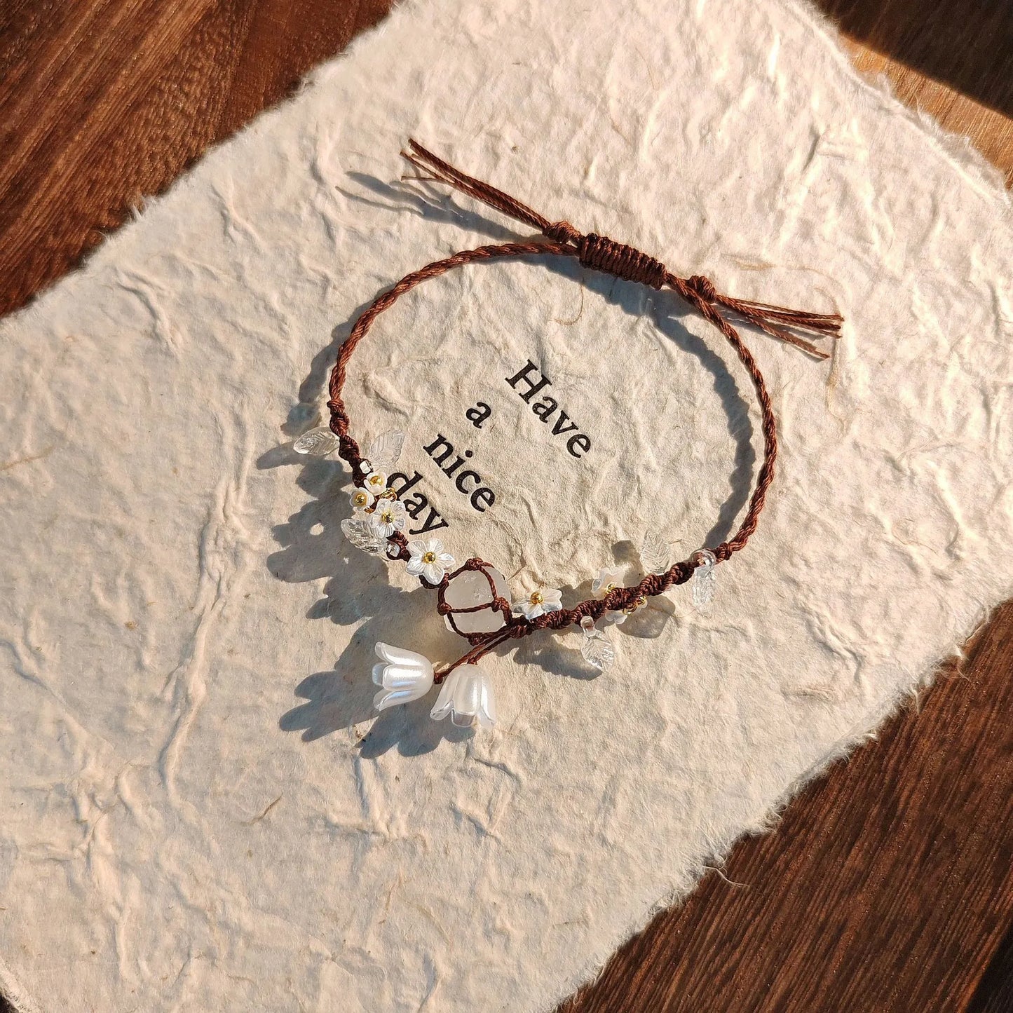 Floral Gemstone Woven Bracelet 1.0