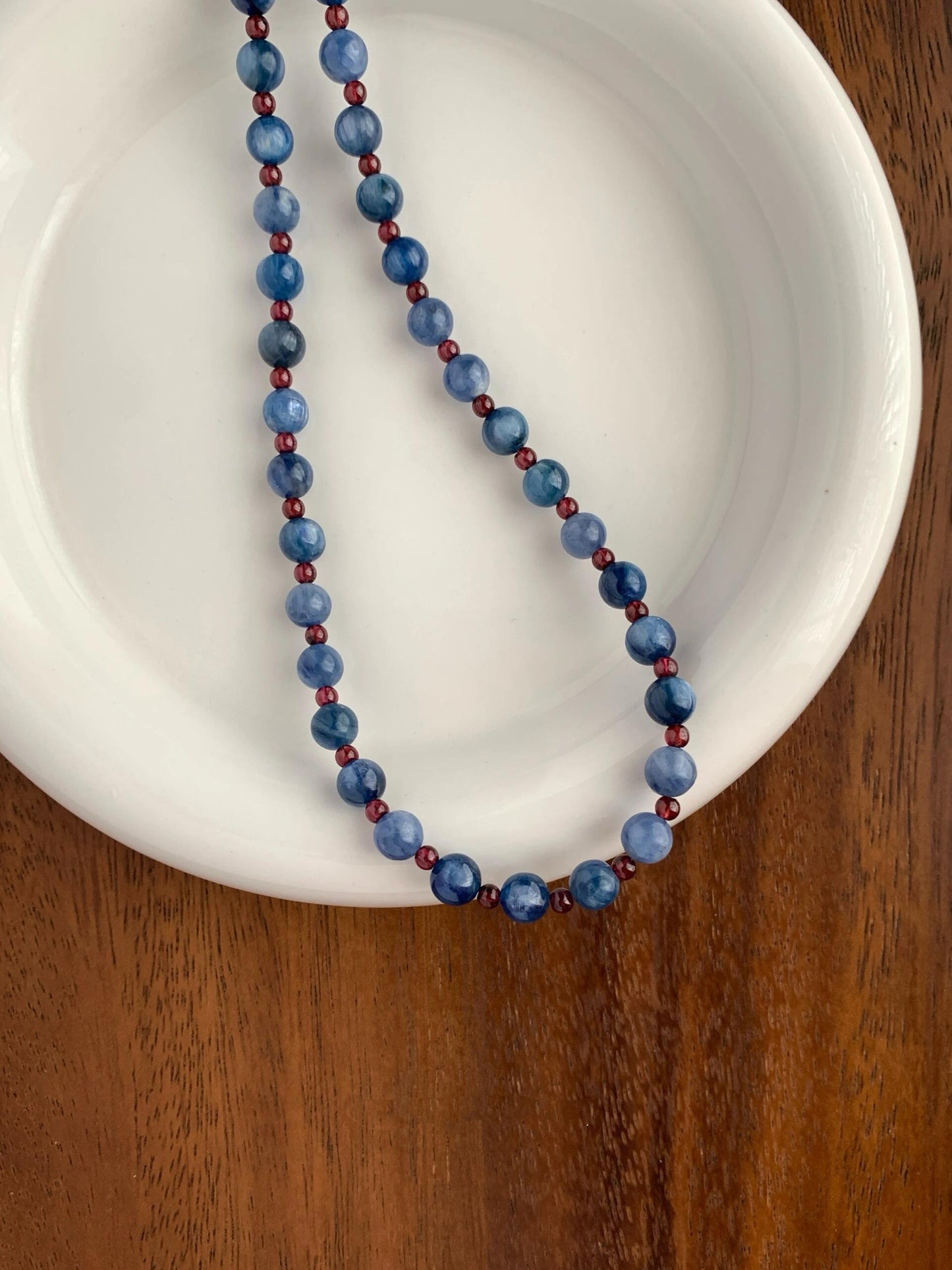 Vacation-Chic Kyanite & Garnet Quartz Crystal Bracelet / Necklace