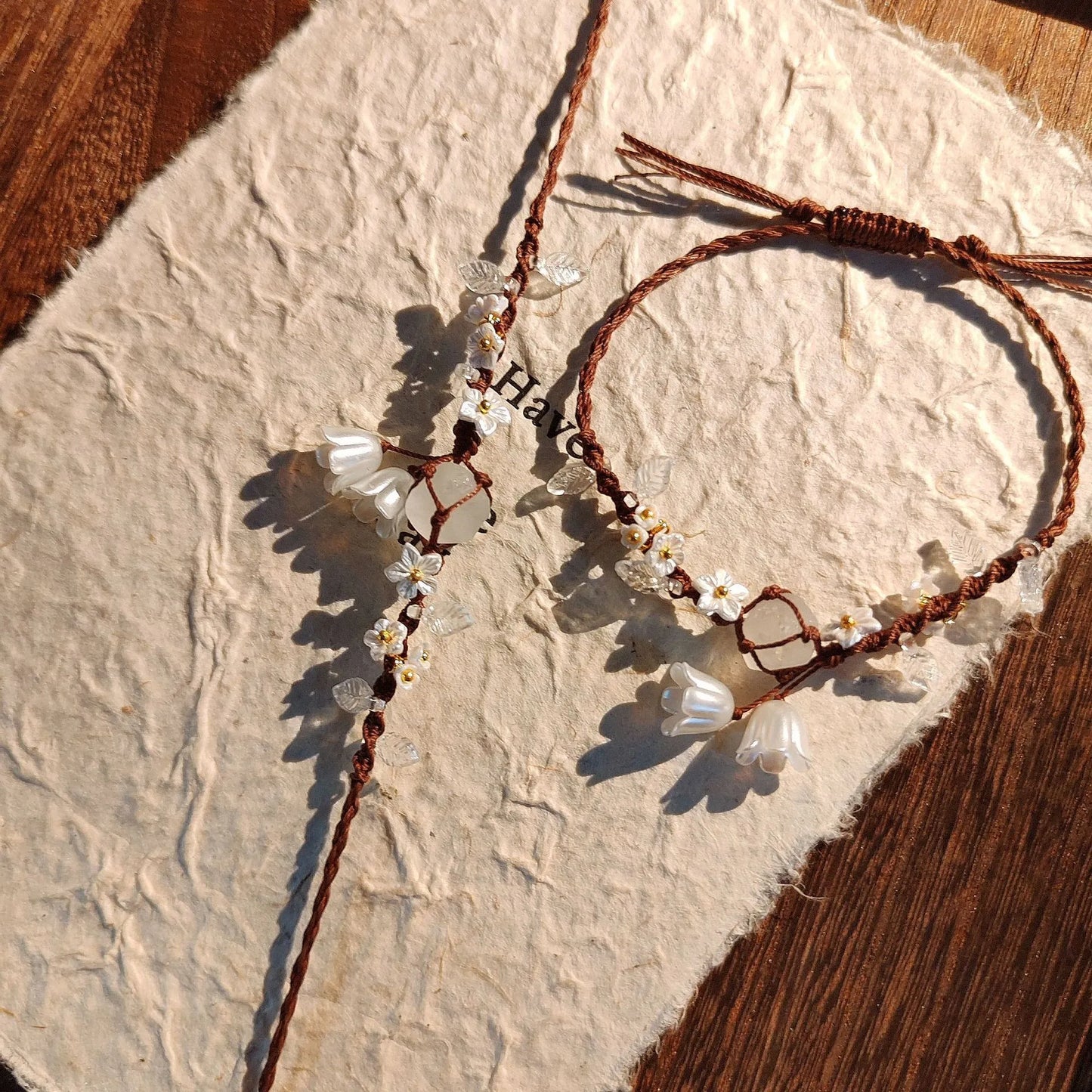 Floral Gemstone Woven Bracelet 1.0