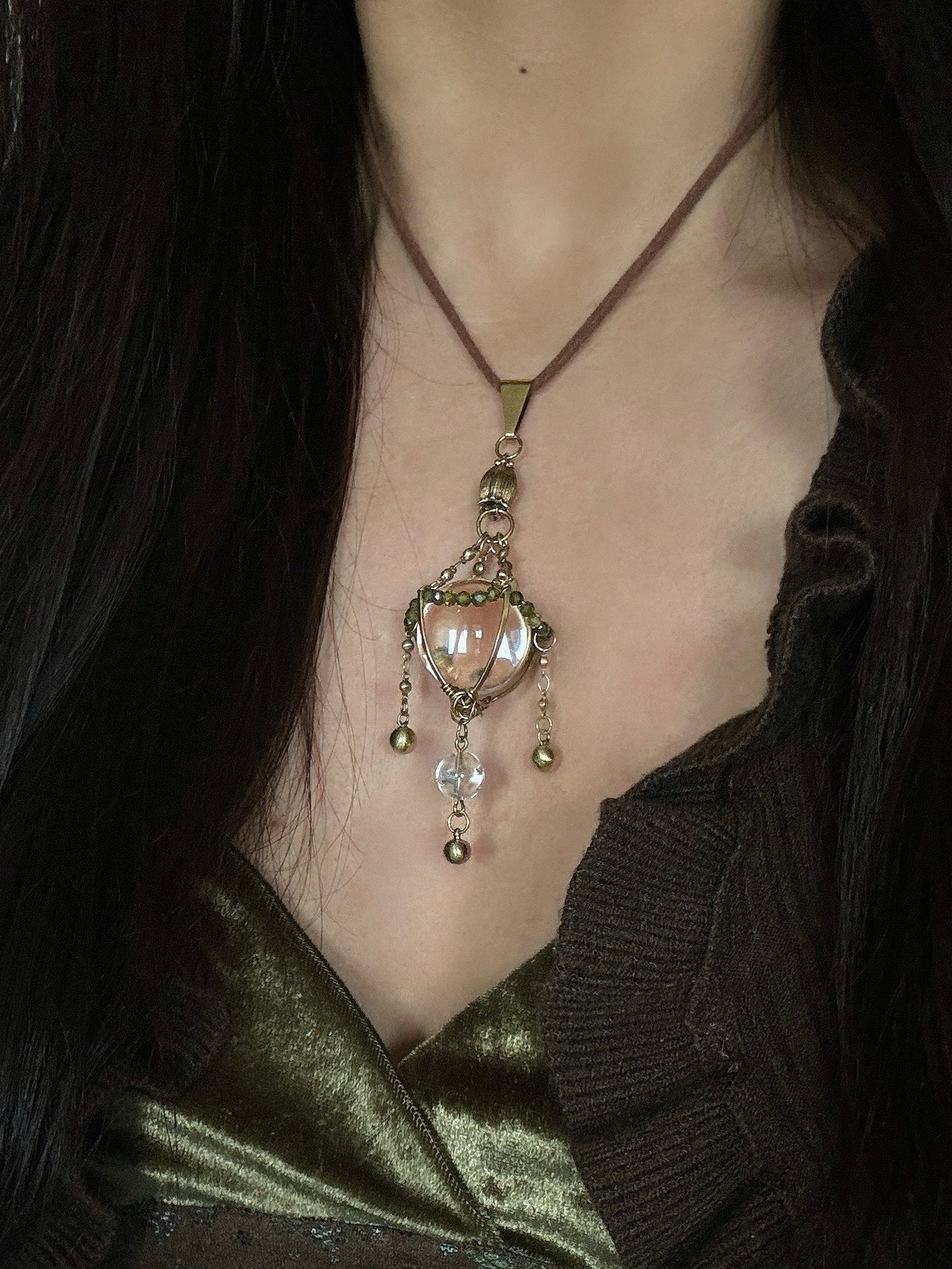 Goddess Quartz Brass Necklace