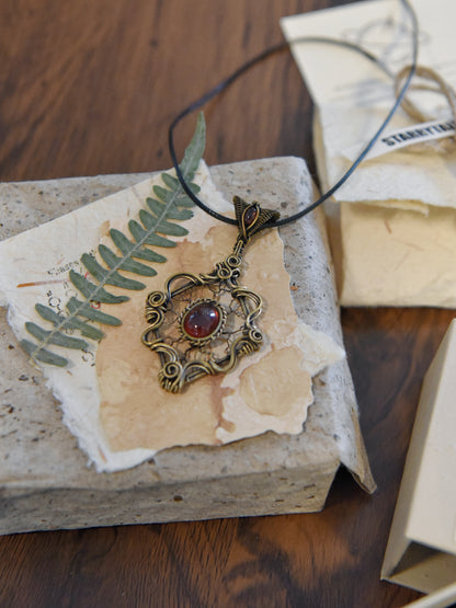Victorian Filigree Paste Antique Pendant Necklace
