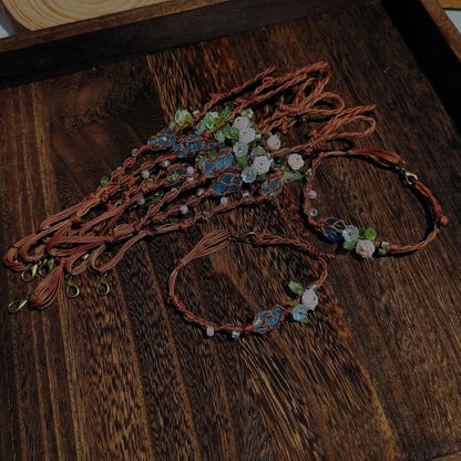 Floral Gemstone Woven Bracelet 1.0