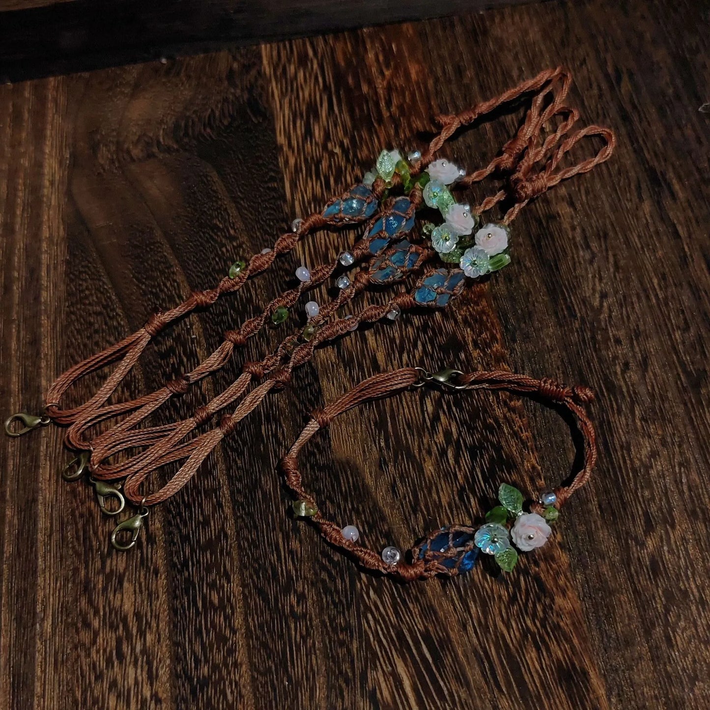 Floral Gemstone Woven Bracelet 1.0