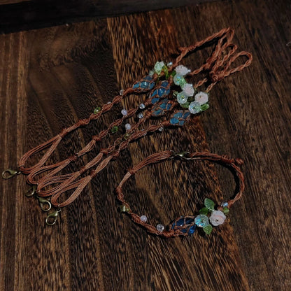 Floral Gemstone Woven Bracelet 1.0