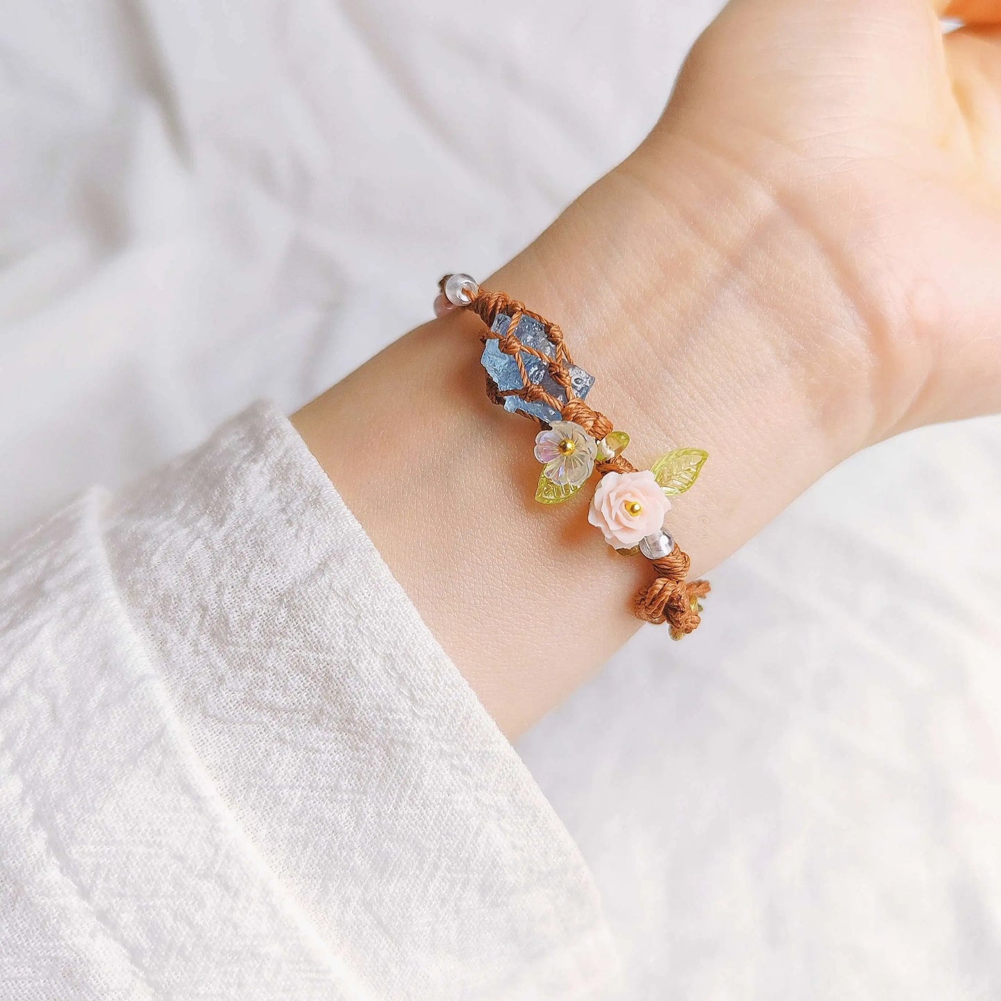 Floral Gemstone Woven Bracelet 1.0